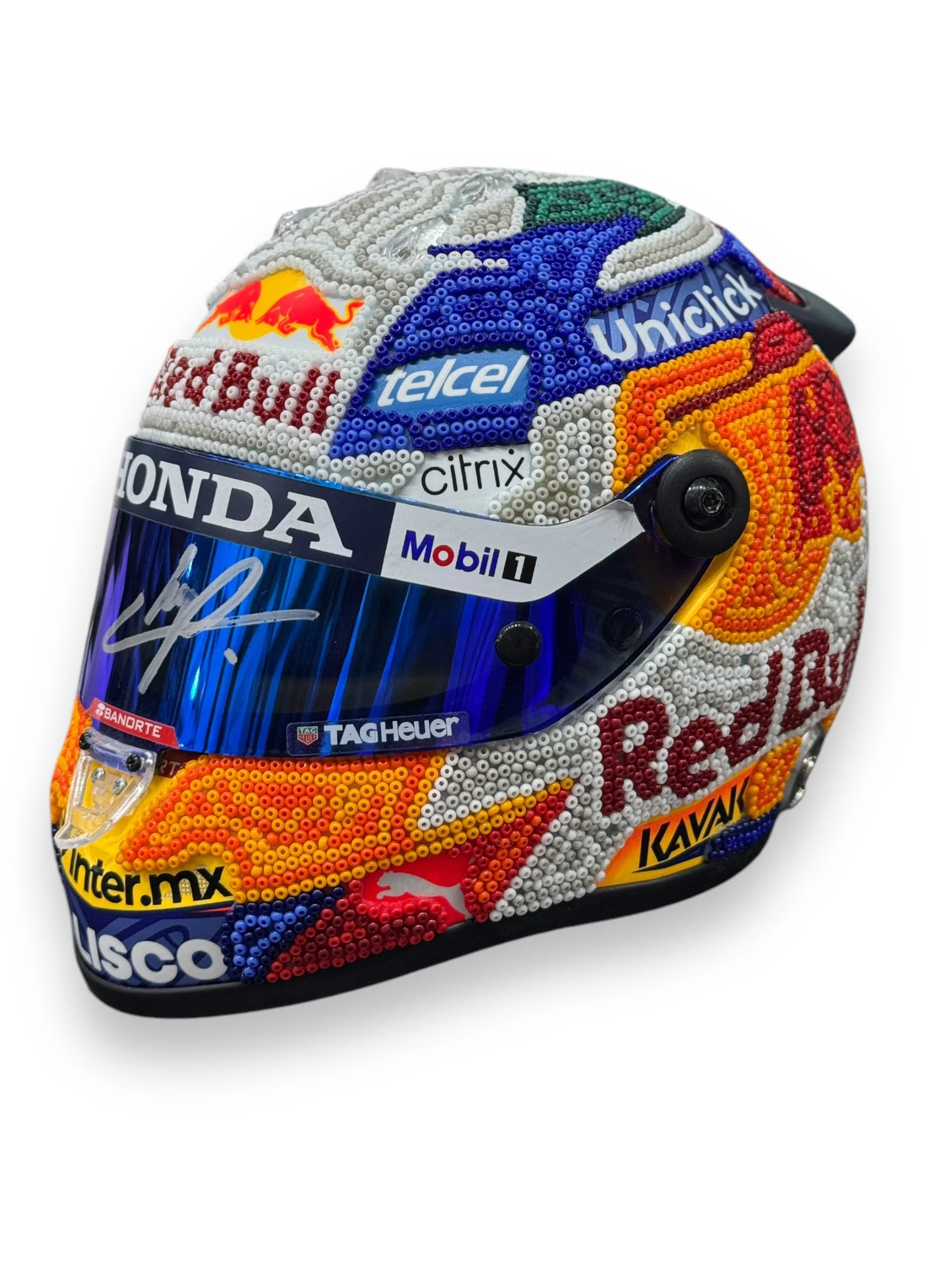 Mini Casco / F1 / Sergio "Checo" Pérez (Arte Huichol)