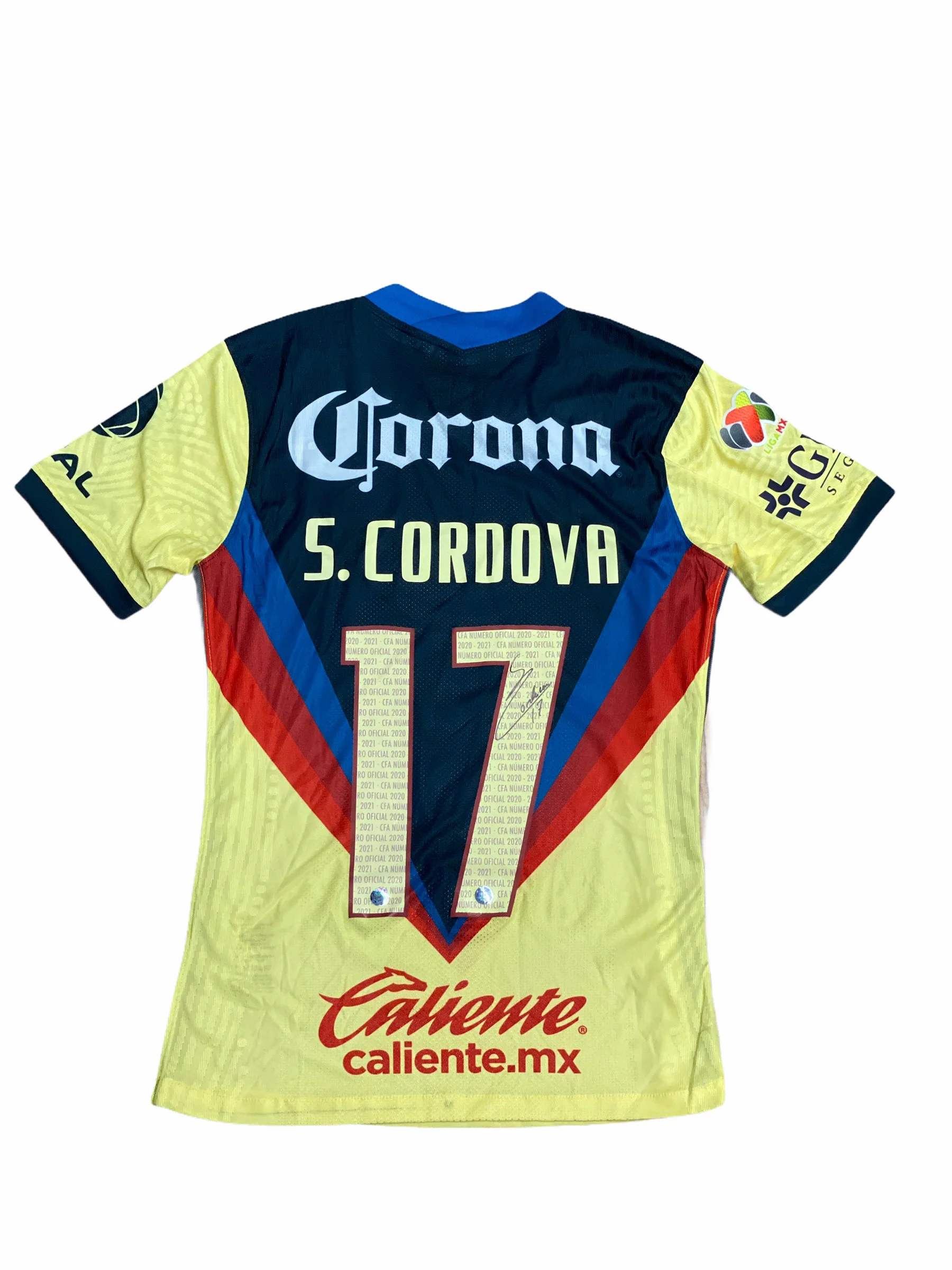 Jersey usado en juego | América | Sebastián Córdova