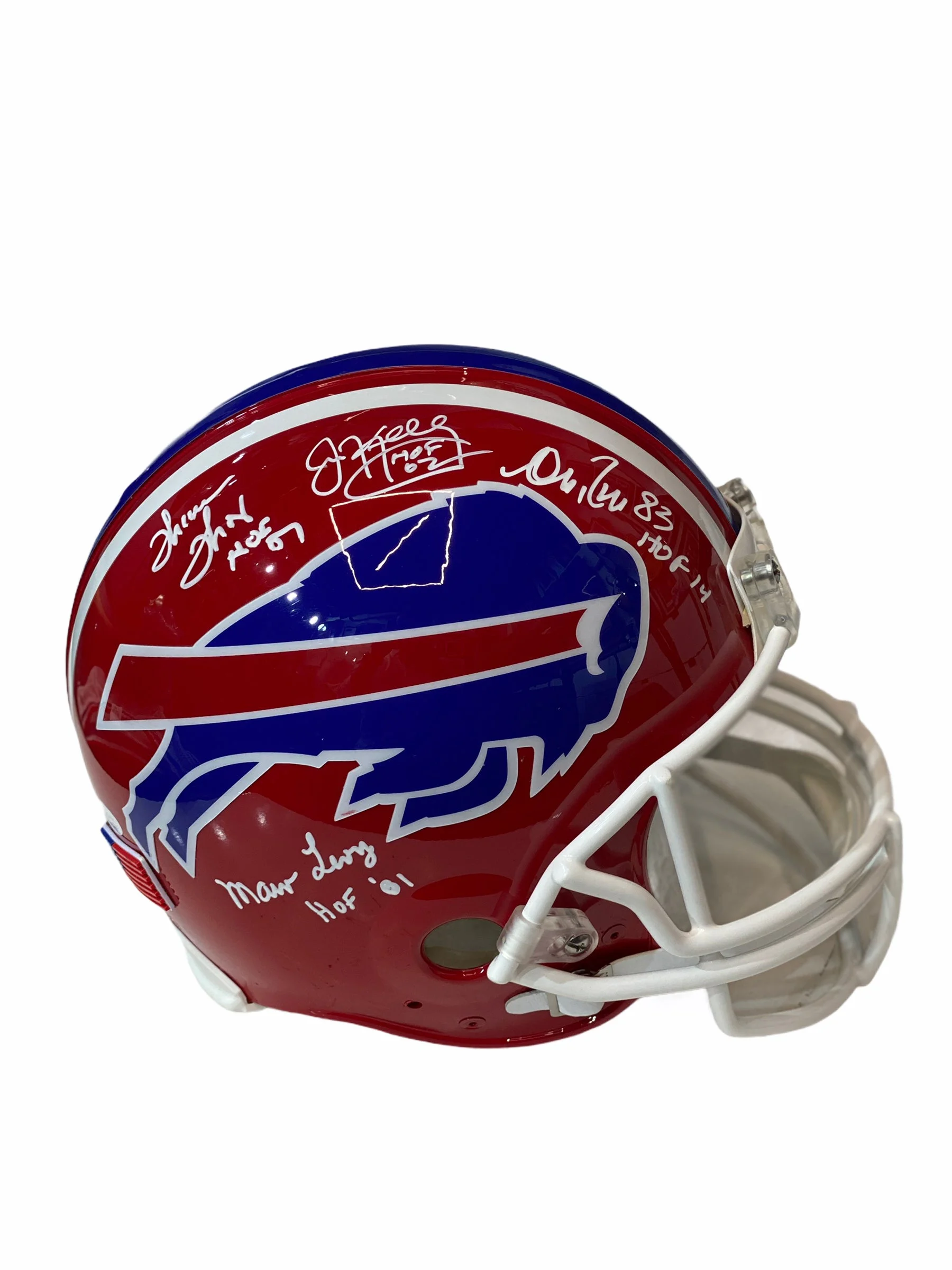 Casco Proline Throwback / Bills / Kelly, Thurman, Reed, Marv Levy, y Bruce Smith (Hof Inscrptions)