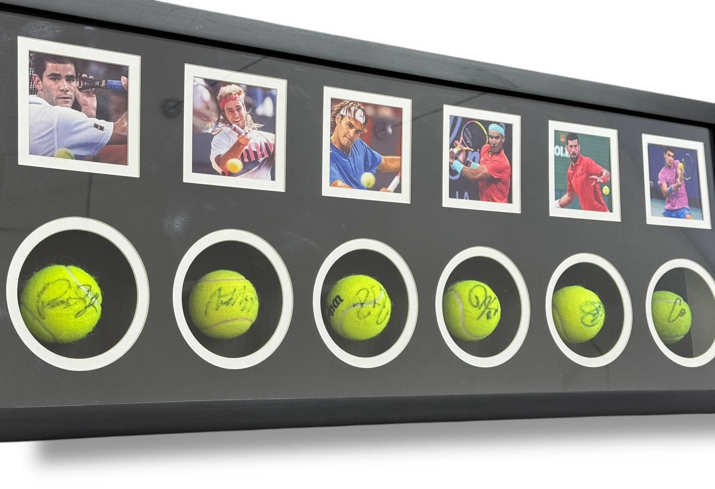 Set de Bolas Enmarcado / Tenis / Federer, Nadal, Djokovic, Sampras, Agassi y Alcaraz - Image 2