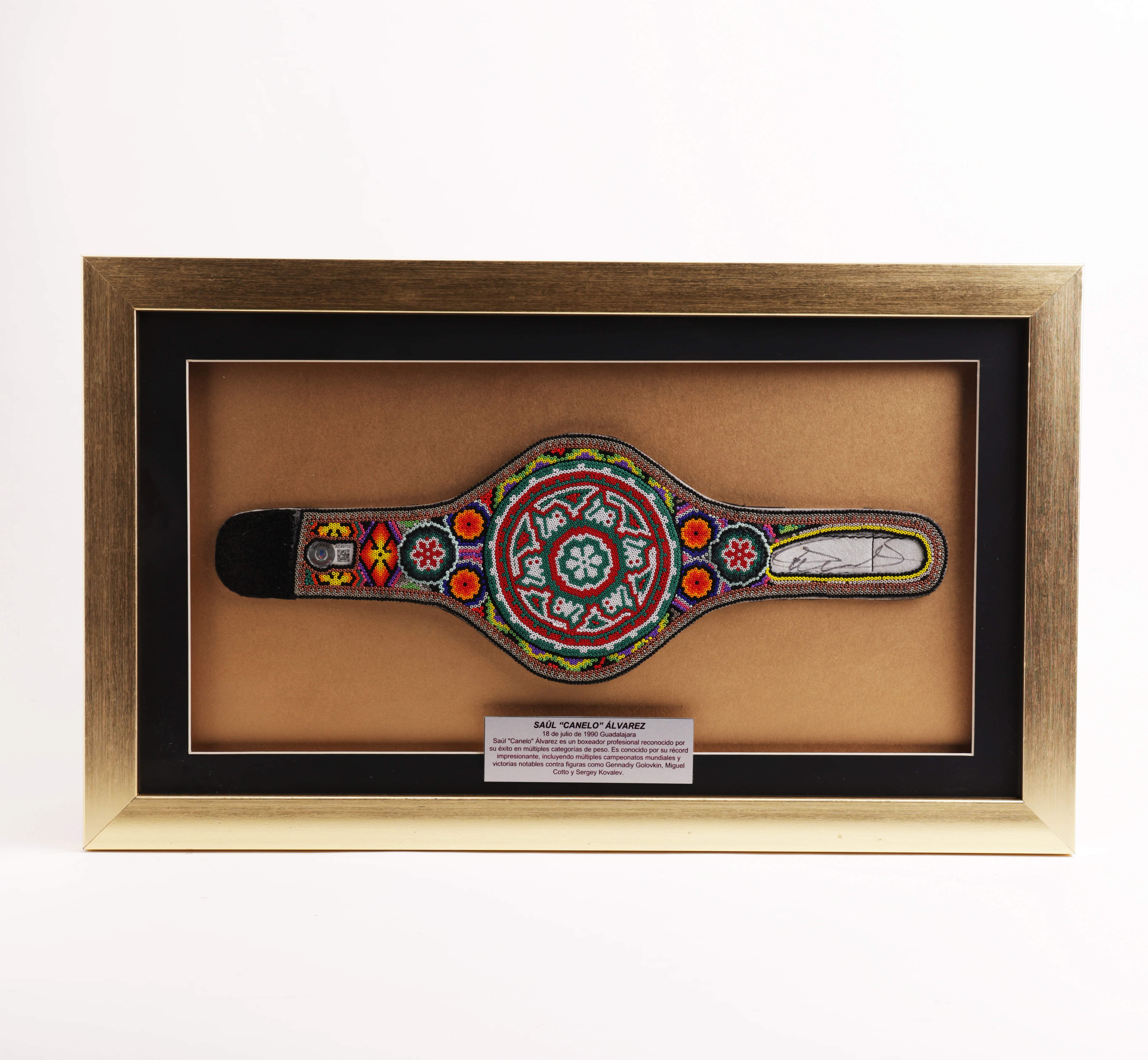 Mini Cinturón Saúl Canelo Álvarez CMB, Mini Cinturón Arte Wixarika, Huichol