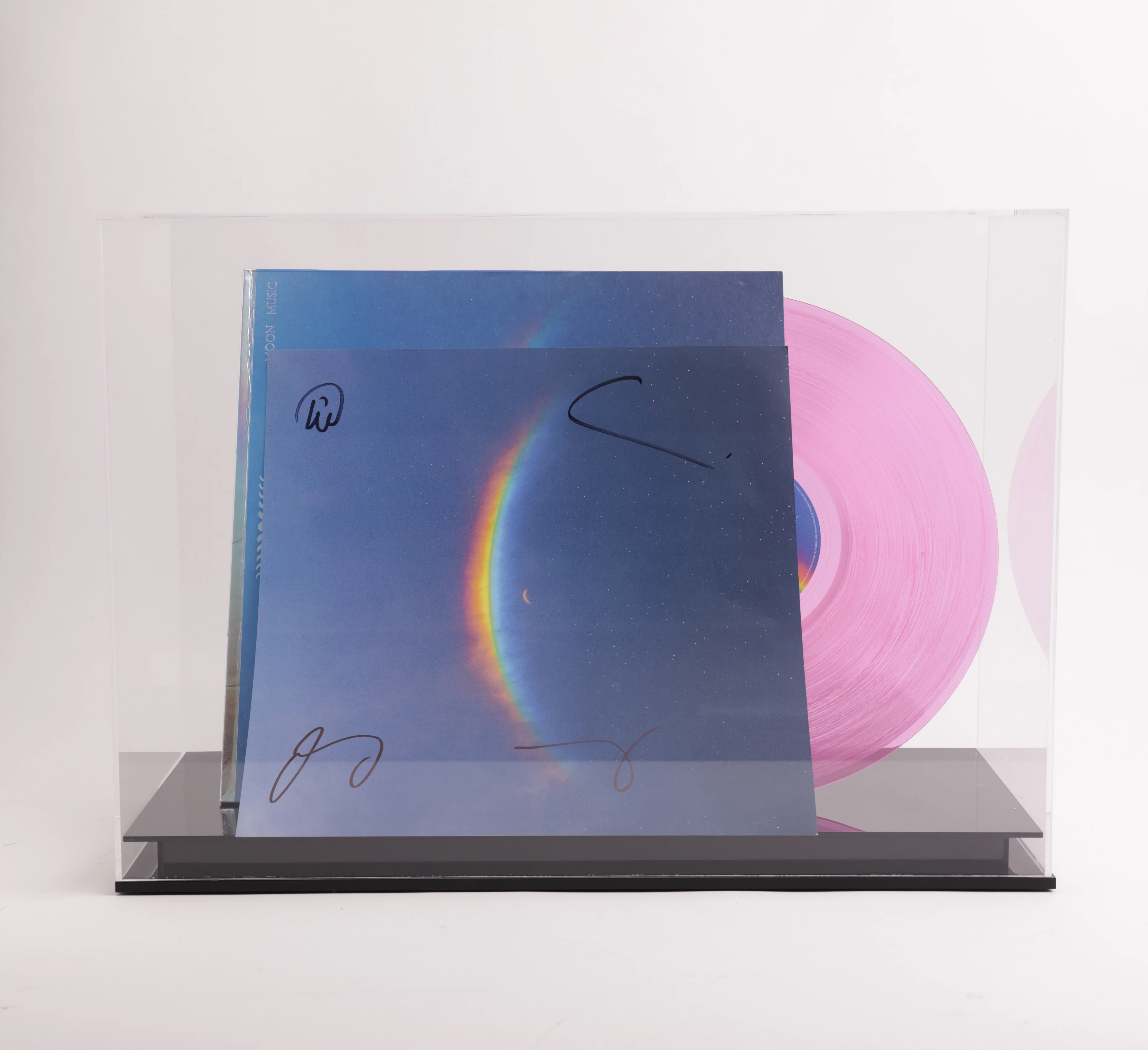 LP Coldplay Vinyl Moon Music, firmado por todos los integrantes. Chris Martin, Guy Berryman, Jonny Buckland, Will Champion